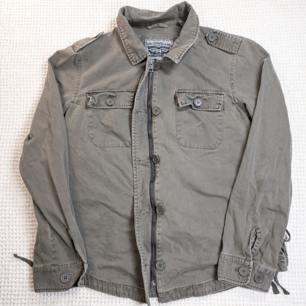 Levi Strauss & Co Mens Military Field Jacket Olive Green Utility Coat Medium